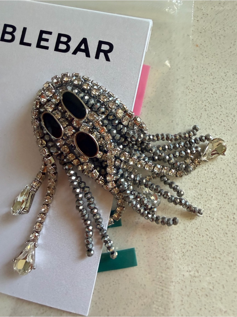 BaubleBar Fright Night Silver Crystal Ghost Drop Earrings - Picture 3 of 7